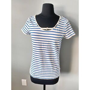 Lauren Ralph Lauren Striped T-Shirt Nautical Rope‎ Trim Short Sleeve Size S